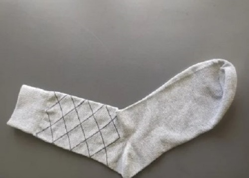 Men Check White Cotton Formal Socks