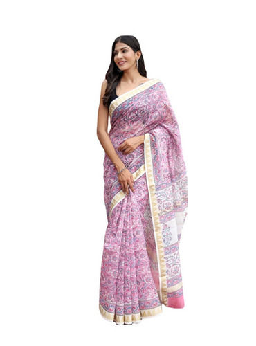 Party Wear Light Weighted Shrink Resistant Printed Maheshwari Silk Saree for Ladies