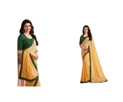 Casual Wear Light Weighted Shrink Resistant Plain Georgette Sarees for Ladies