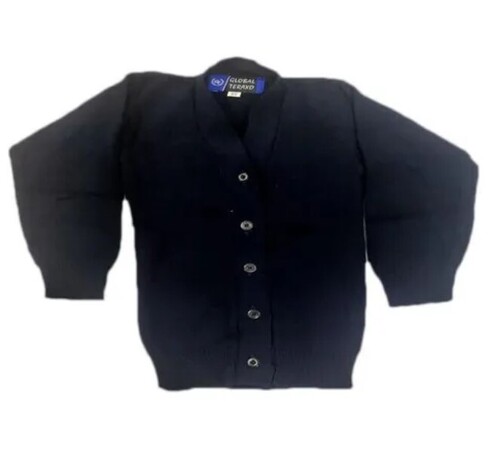 School Girls Winter Uniform Sweater - Woolen Fabric, Customized Size, V Neck, Full Sleeves | Breathable, Stretchable Design for Ages 5-10