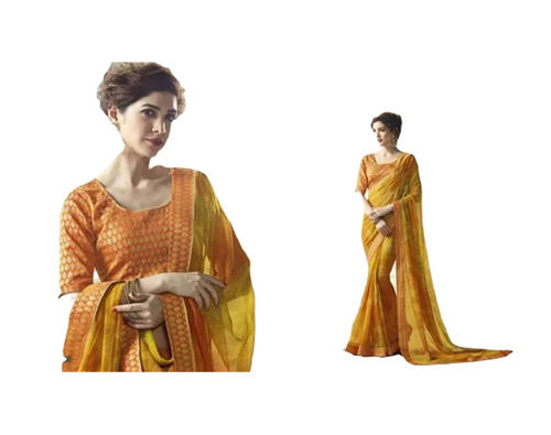 Party Wear Shrink Resistant Designer Embroidery Work Georgette Saree for Ladies