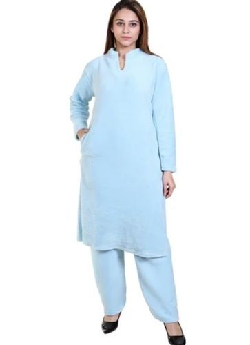 Plain Pattern Fulll Sleeves Round Neck Ladies Woolen Suit