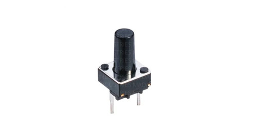 Black Knob Two Pin Tactile Switch, MLIST38 - Metal Material, 2 Pins, Black Color | Features Blue and Black Options, Compact Design