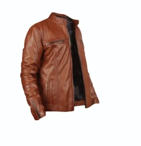 Brown Color Full Sleeves Plain Pattern Mens Designer Jacket