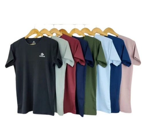 Round Neck Short Sleeves Solid Pattern Dri Fit Mens T Shirt