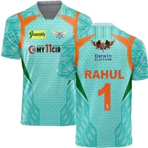 Multi Color Printed Pattern Half Sleeves Ipl Cricket Jersey