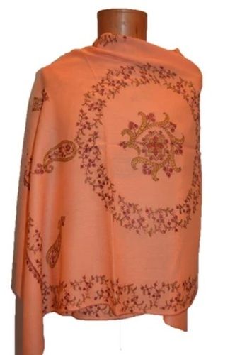 Pink Color Embroidered Pattern Kashmiri Designer Scarf