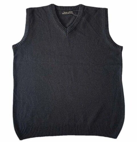 Men Black Woolen Sleeveless Sweater