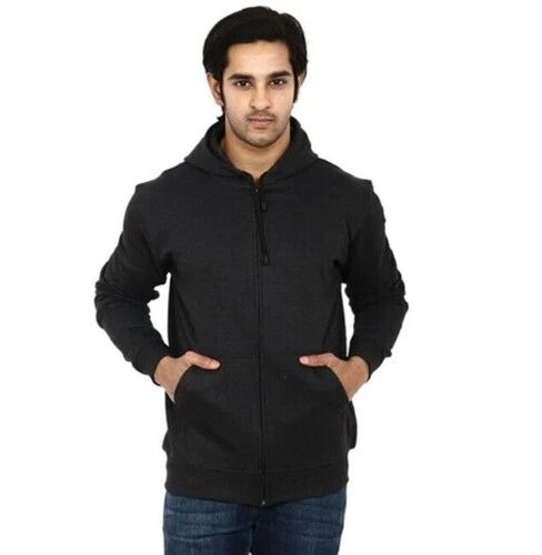 Black Color Plain Pattern Full Sleeves Mens Varsity Jacket