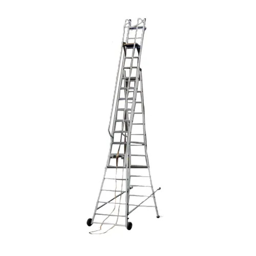 Height Gears - Aluminium Portable 25 Feet Foldable Step Ladder | Industrial Use, Locking Facility, Easy to Use