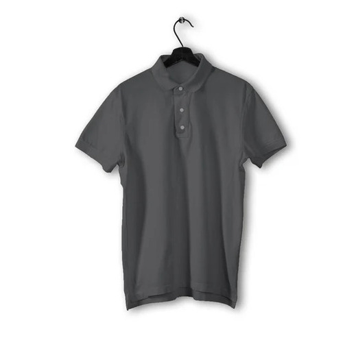 Gray Polo T-Shirt - Cotton, Regular Fit, 220 GSM, Short Sleeves, Plain Design, Light Gray Color - Breathable, Skin-Friendly, Lightweight, No Pockets, Casual Summer Wear