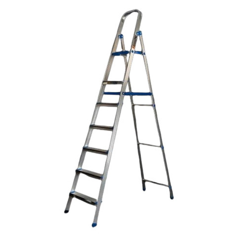 Seven Step Anodised Aluminium Folding Ladder - 15 ft, 150 kg Load Capacity | Rust Free, Anti Corrosion, Foldable Design