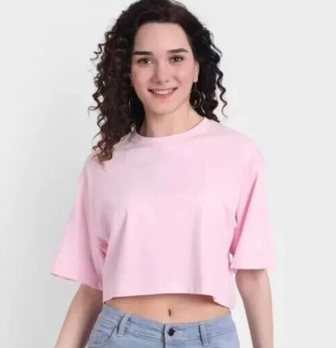Cotton Crop T-Shirt - All Sizes 35 Vibrant Colors Customized Fit with Half Sleeves and Round Neck for Casual Wear