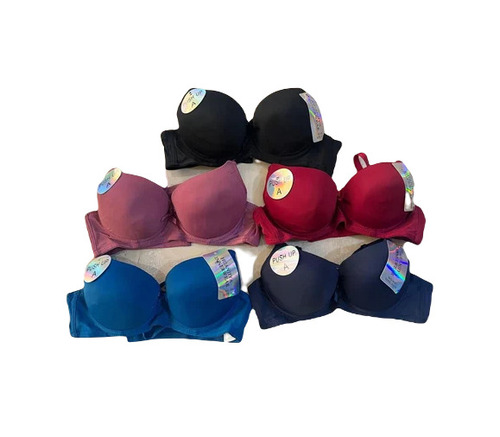 Padded Cotton Bra - Regular Cup Size Plunge Neck Design | Breathable Skin-Friendly Fade and Wrinkle Resistant Easy Care 3/4th Coverage