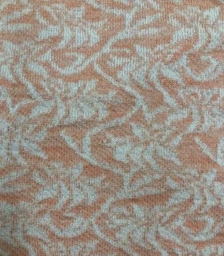 Jacquard Knitted Fabric - 38 Inch Width, Light Orange Color | Garment Suitable Multi Color Design