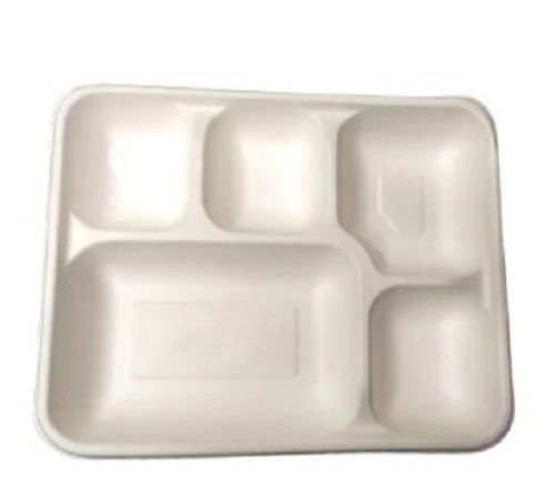 Biodegradable Sugarcane Bagasse Plates 5 Compartment Without Lead