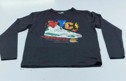 Black Men Round Neck Full Sleeve T-Shirt - Cotton Fabric, Custom Size, Printed Pattern, Casual Wear, O-Neck Collar, Long Sleeves