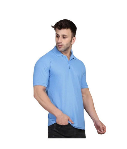 Polo T-Shirt - Regular Fit Sky Blue Short Sleeves Breathable Polyester | Fade Wrinkle Shrink Resistant Lightweight & Skin-Friendly