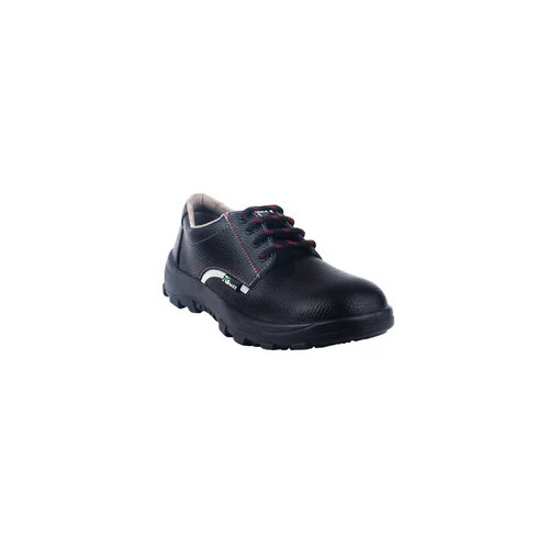Industrial Leather Safety Shoe - Real Leather, Steel Toe, Available Sizes 6-11 | Black Color, Lace Closure, IS 15298:2002(II) Standard, 6 Month Warranty
