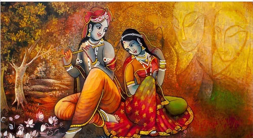 Printed And Moisture Proof Radha Krishna Wallpaper