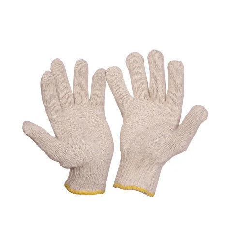 Raw White Cotton Knitted Safety Hand Gloves