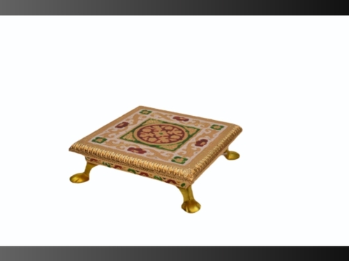 Handcrafted Eco-Friendly Gold Decorative Handicraft - Medium Square Classical Style | Durable Indoor Decor