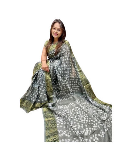 Gray Art Silk Saree - 5.5 Meter Length, Unstitched Blouse Piece with 0.80 Meter Silk, Regular Fit | Breathable, Easy Washable, Quick Dry, Fade and Wrinkle Resistant, Lightweight, Comfortable