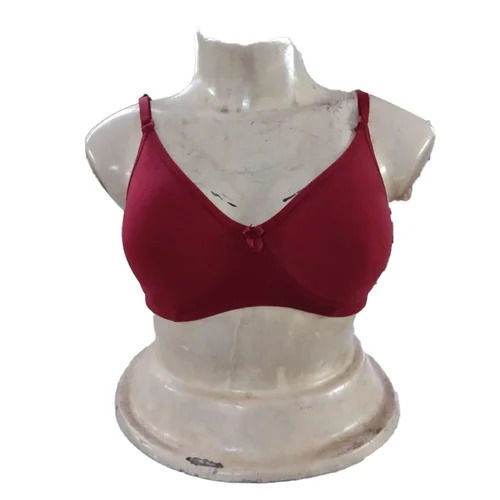 Hosiery Padded Bra - Size 32C, Maroon Color, Plunge Neck Design | Skin-Friendly, Breathable, Easy to Wash, 3/4th Coverage, Fade & Wrinkle Resistant