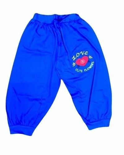 Kids Blue Printed Cotton Track Pant For Party Wear