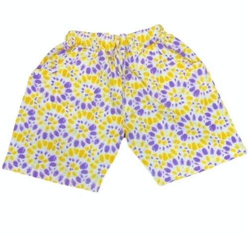 Ladies Printed Polyester Shorts - Large Size , Multicolor Regular Fit with Pattern-Printed Design and Easy Machine Wash Care