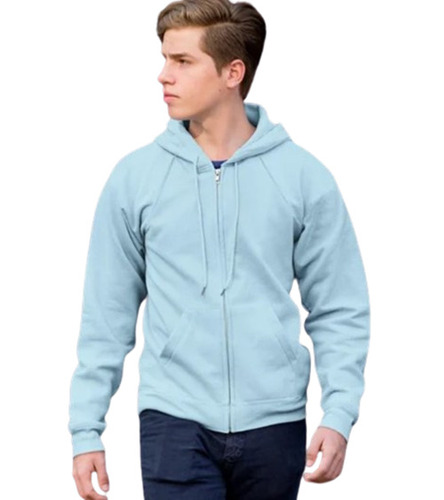 Blue Color Full Sleeves Printed Pattern Regular Mens Hoodies