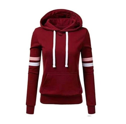 Cotton Full Sleeve Hoodie - Regular Fit Casual Wear | Breathable Washable Plain Design for Ladies