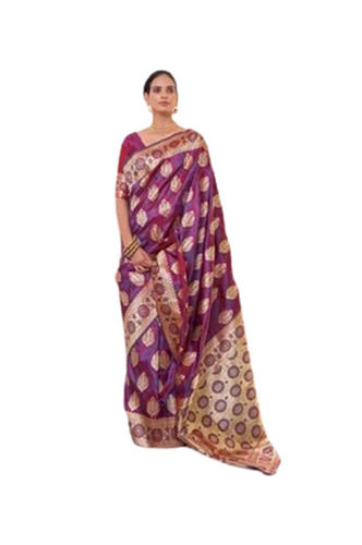 Party Wear Light Weighted Shrink Resistant Printed Handloom Weaving Silk Saree for Ladies