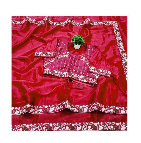 Red Embroidered Border Silk Sarees