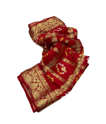 Red Silk Saree - 5.5 Meter Length, Unstitched Blouse Piece with 0.80 Meter Blouse | Comfortable, Breathable, Quick Dry, Fade Resistant, Easy Washable, Skin-Friendly