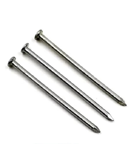 Stainless Steel Roofing Nails - Durable, Rust Free, High Strength | Round Head, Silver Color, For Commercial Usage