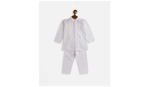 Kids Kurta Pajama - Cotton Blend, Long Sleeve, Ivory White | Attractive Designs, Comfortable Fit, Anti-Wrinkle Finish