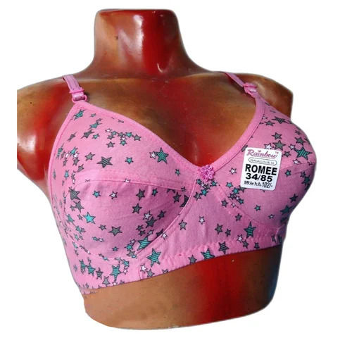 Pink Printed Cotton Bra