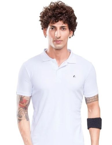 White Color Plain Pattern Half Sleeves Mens T Shirts