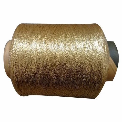 Golden Plain Gold Polyester MX Badla Zari Thread, For Textile Industry