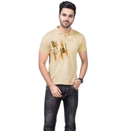 Mens Printed Cotton Polo Neck T-Shirt - Medium to XXL Sizes Casual Half Sleeve Design | Versatile All-Color Options 180 GSM Quality