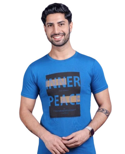 Mens Round Neck Printed Cotton T Shirts - Size M, L, XL, XXL, Slim Fit, 180 GSM | Half Sleeves, O-Neck, Casual Wear, All Colors