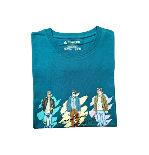 Men's Cotton T-Shirt - Regular Fit Sky Blue 220 GSM | Lightweight Breathable Fade & Wrinkle Resistant Casual Wear Short Sleeves O-Neck