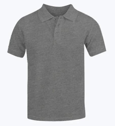 Grey Color Plain Pattern Short Sleeves Polyester Polo T Shirts