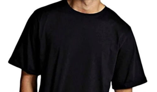 Black Color Plain Pattern Short Sleeves Polyester T Shirts