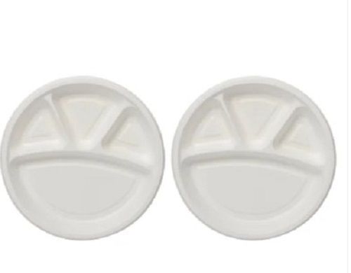 Sugarcane Bagasse 4 Compartment Round Disposable Plate