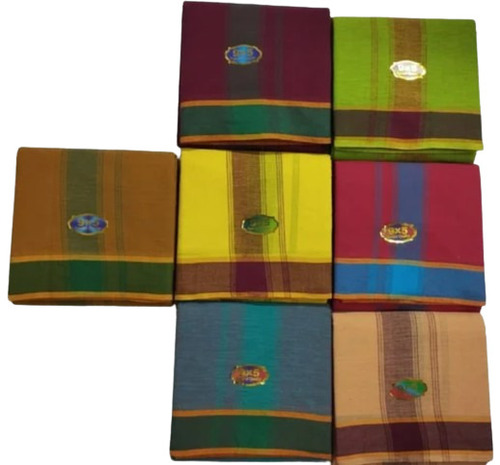 9 X 5 Feet Cotton Colour Dhoti 7 Pcs Set - Color: Multi Color