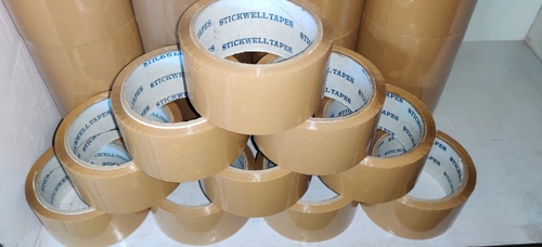 Bopp Brown Tape - BOPP Material, Standard Size, Brown Color | Durable Single-Sided Acrylic Adhesive, Plain Design, Fine Finish