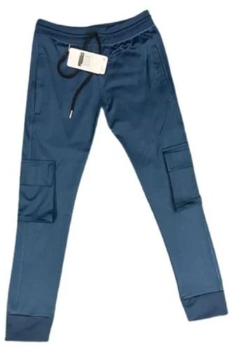 Navy Blue Four Way Plain Lycra Pant For Casual Wear