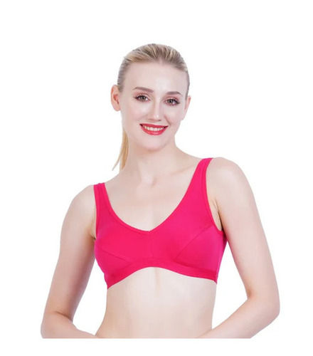 Regular Fit Skin-Friendly 3/4th Coverage Plain Lycra Cotton Non-Padded Ladies Sports Bra